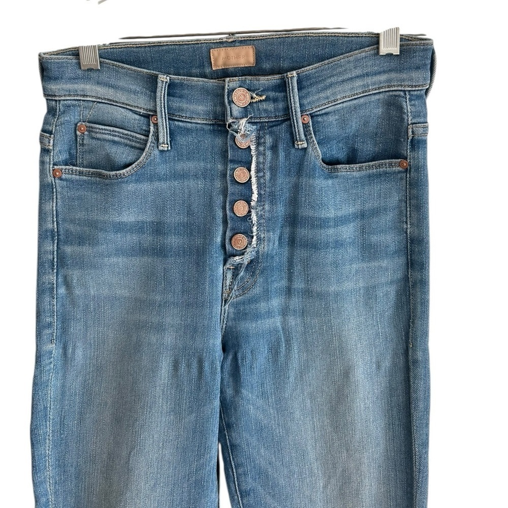 MOTHER The Fly Cut Stunner Ankle Fray Jean - Light Wash Denim - Size 24 - Picture 9 of 13
